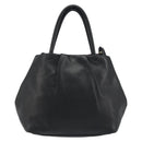 PRADA Ribbon Hand Bag Leather 2way Black Gold Auth 193358A-2