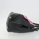 PRADA Ribbon Hand Bag Leather 2way Black Gold Auth 193358A-3