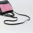 PRADA Ribbon Hand Bag Leather 2way Black Gold Auth 193358A-8