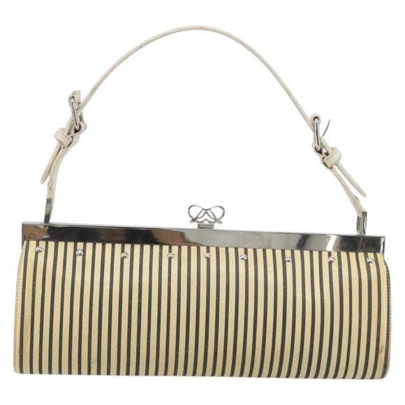 LOEWE Shoulder Bag Leather White Silver Auth 193364