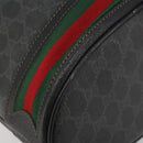 GUCCI GG Supreme Web Sherry Line Bag PVC Black Gold 41 02 085 Auth 193365-14