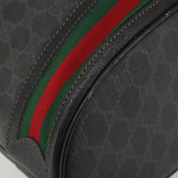 GUCCI GG Supreme Web Sherry Line Bag PVC Black Gold 41 02 085 Auth 193365