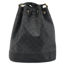 GUCCI GG Supreme Web Sherry Line Bag PVC Black Gold 41 02 085 Auth 193365-2