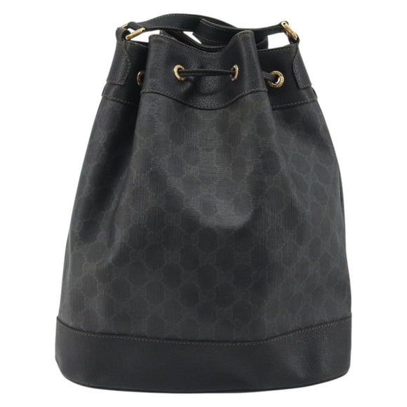 GUCCI GG Supreme Web Sherry Line Bag PVC Black Gold 41 02 085 Auth 193365