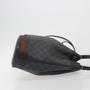 GUCCI GG Supreme Web Sherry Line Bag PVC Black Gold 41 02 085 Auth 193365-3