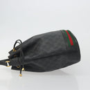 GUCCI GG Supreme Web Sherry Line Bag PVC Black Gold 41 02 085 Auth 193365-4