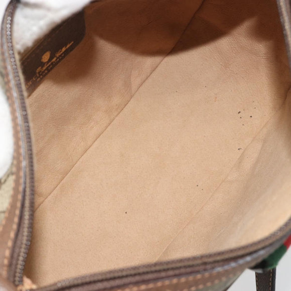 GUCCI GG Supreme Web Sherry Line Bag PVC Beige Gold 89 02 032 Auth 193368