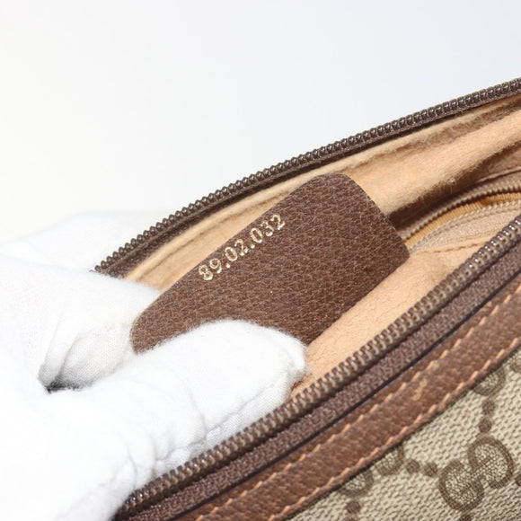 GUCCI GG Supreme Web Sherry Line Bag PVC Beige Gold 89 02 032 Auth 193368