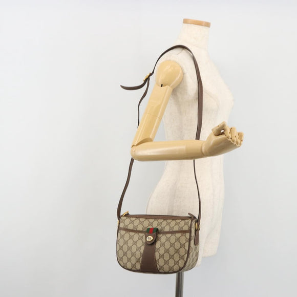 GUCCI GG Supreme Web Sherry Line Bag PVC Beige Gold 89 02 032 Auth 193368