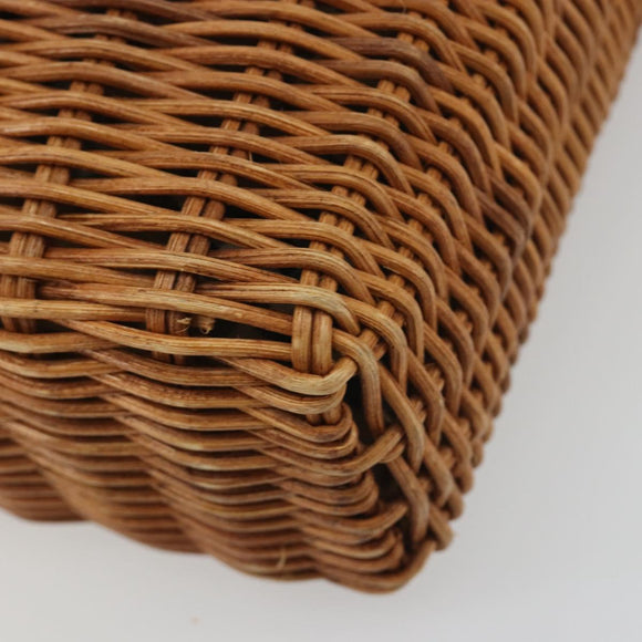 BURBERRY Hand Bag Rattan Brown Silver Auth 193369A