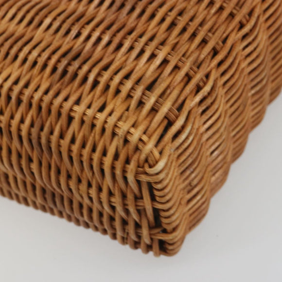BURBERRY Hand Bag Rattan Brown Silver Auth 193369A