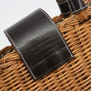 BURBERRY Hand Bag Rattan Brown Silver Auth 193369A-10