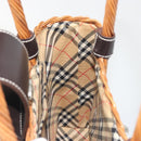 BURBERRY Hand Bag Rattan Brown Silver Auth 193369A-18