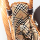 BURBERRY Hand Bag Rattan Brown Silver Auth 193369A-19