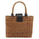 BURBERRY Hand Bag Rattan Brown Silver Auth 193369A-2