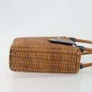 BURBERRY Hand Bag Rattan Brown Silver Auth 193369A-3