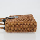 BURBERRY Hand Bag Rattan Brown Silver Auth 193369A-4