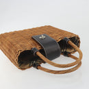 BURBERRY Hand Bag Rattan Brown Silver Auth 193369A-6