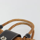 BURBERRY Hand Bag Rattan Brown Silver Auth 193369A-8