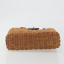 BURBERRY Hand Bag Rattan Brown Silver Auth 193369A-5