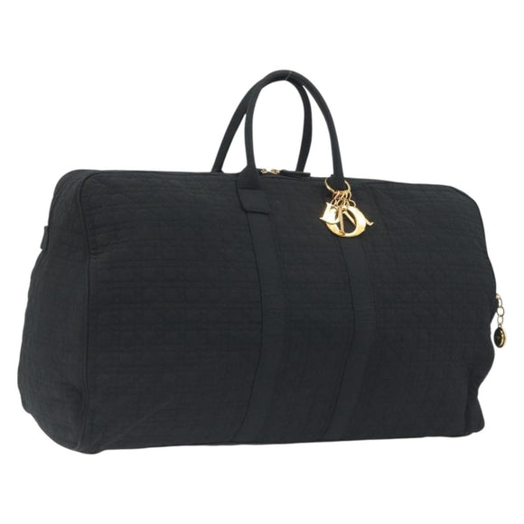 Christian Dior Canage Boston Bag Nylon Black Gold Auth 193370A