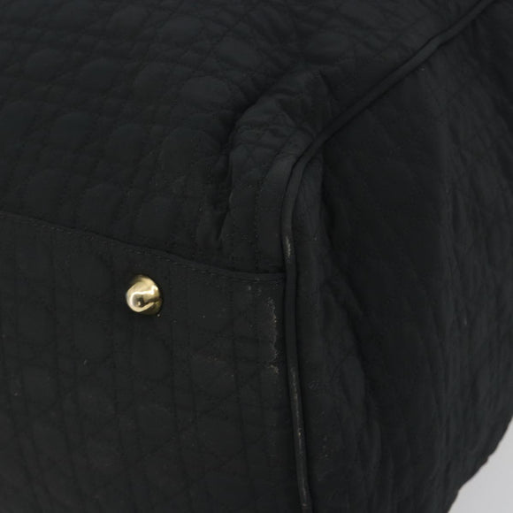 Christian Dior Canage Boston Bag Nylon Black Gold Auth 193370A
