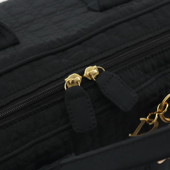 Christian Dior Canage Boston Bag Nylon Black Gold Auth 193370A