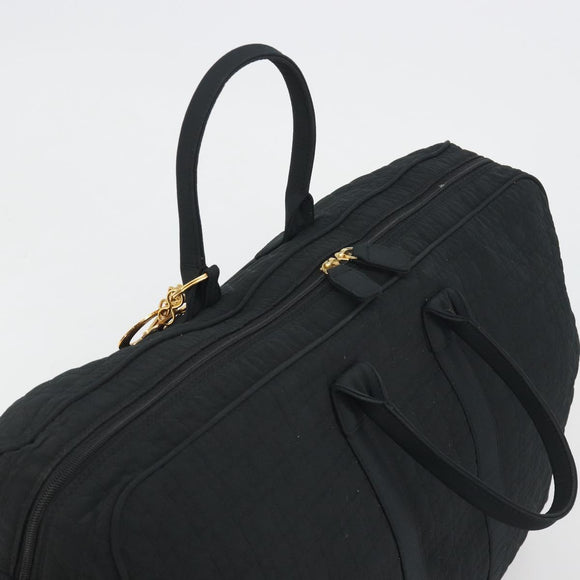 Christian Dior Canage Boston Bag Nylon Black Gold Auth 193370A