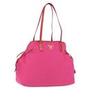 PRADA Tote Bag Nylon Gold Pink Auth 193372A-1