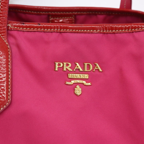 PRADA Tote Bag Nylon Gold Pink Auth 193372A