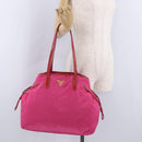 PRADA Tote Bag Nylon Gold Pink Auth 193372A-23