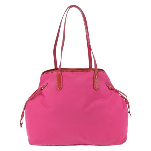 PRADA Tote Bag Nylon Gold Pink Auth 193372A