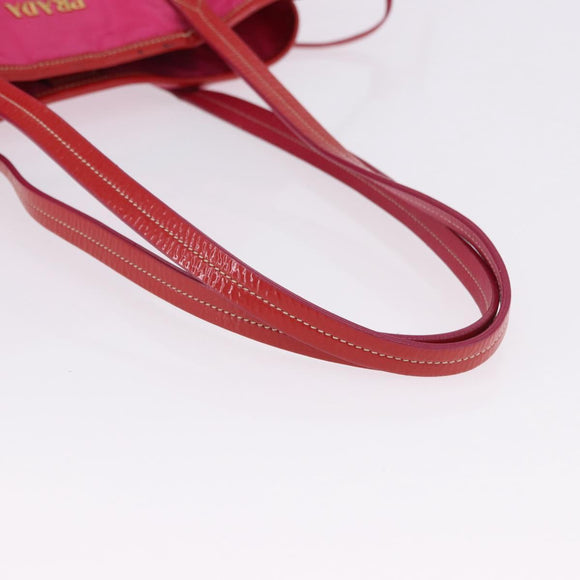 PRADA Tote Bag Nylon Gold Pink Auth 193372A