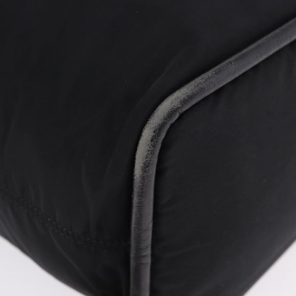 CELINE Circle Hand Bag Nylon Black Gold Auth 193380