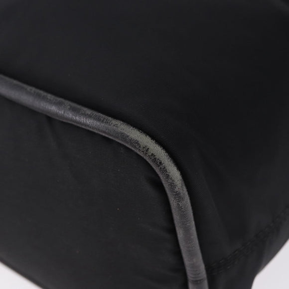 CELINE Circle Hand Bag Nylon Black Gold Auth 193380