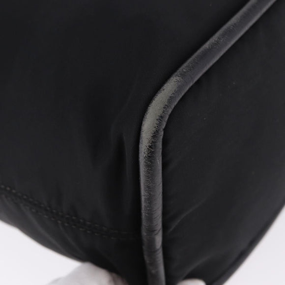 CELINE Circle Hand Bag Nylon Black Gold Auth 193380