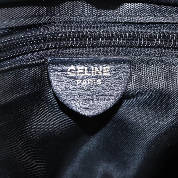 CELINE Circle Hand Bag Nylon Black Gold Auth 193380