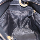 CELINE Circle Hand Bag Nylon Black Gold Auth 193380-18