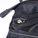 CELINE Circle Hand Bag Nylon Black Gold Auth 193380-22