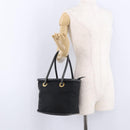 CELINE Circle Hand Bag Nylon Black Gold Auth 193380-24