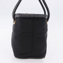 CELINE Circle Hand Bag Nylon Black Gold Auth 193380-3