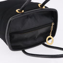 CELINE Circle Hand Bag Nylon Black Gold Auth 193380-6