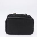 CELINE Circle Hand Bag Nylon Black Gold Auth 193380-5