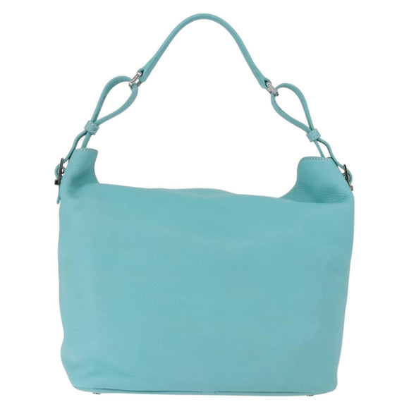 TIFFANY&Co. Shoulder Bag Leather Turquoise Blue Auth 193383V