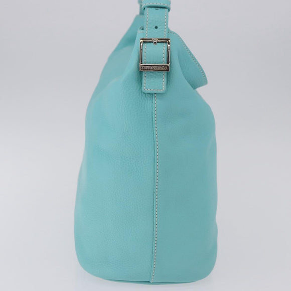 TIFFANY&Co. Shoulder Bag Leather Turquoise Blue Auth 193383V