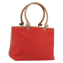 Salvatore Ferragamo Gancini Tote Bag Canvas Red Silver Auth 193384V-1
