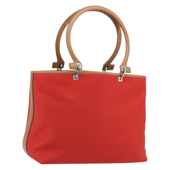 Salvatore Ferragamo Gancini Tote Bag Canvas Red Silver Auth 193384V