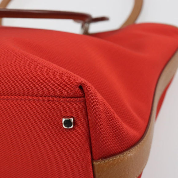 Salvatore Ferragamo Gancini Tote Bag Canvas Red Silver Auth 193384V