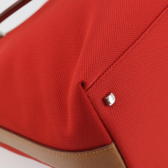 Salvatore Ferragamo Gancini Tote Bag Canvas Red Silver Auth 193384V