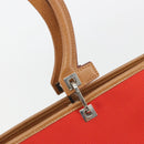 Salvatore Ferragamo Gancini Tote Bag Canvas Red Silver Auth 193384V-17